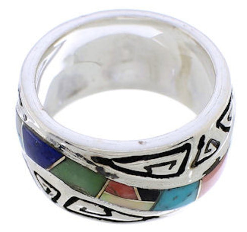 Southwest Silver Water Wave Multicolor Ring Size 6-1/2 EX40895